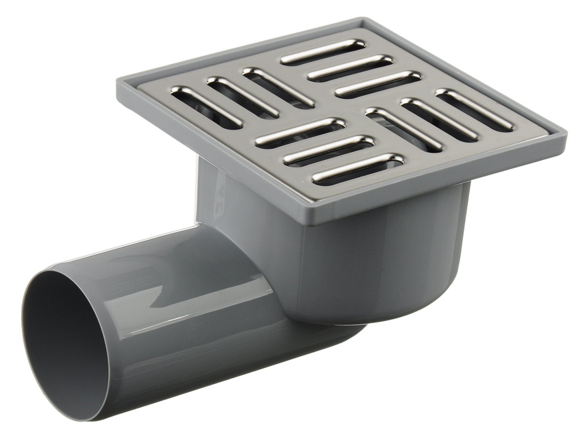 Трап пластик. 50 угловой с нерж. решет.100*100