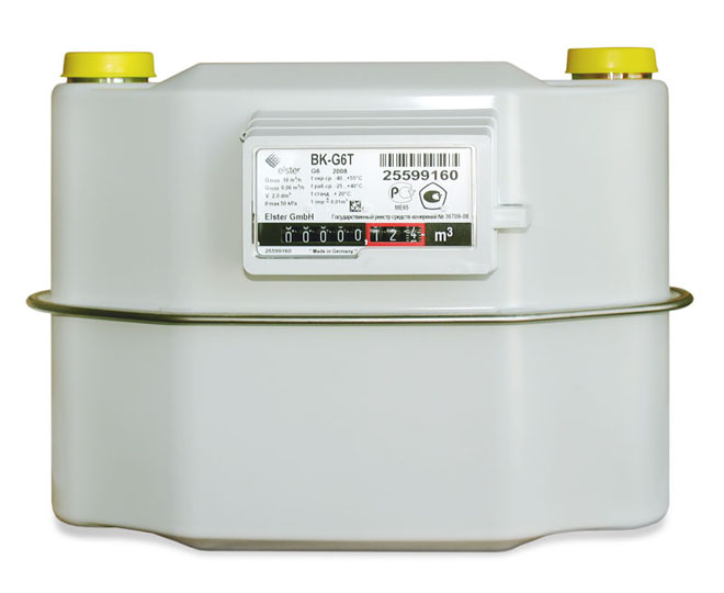 Счетчик для газа ELSTER ВК G-6 Т(с коррекцией) (слева- направо)