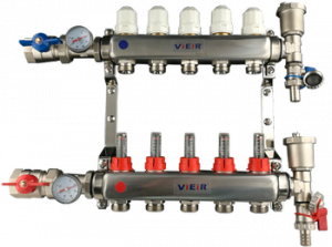 Коллекторная группа с расход.нерж. VIEIR 3-вых. с кранами.