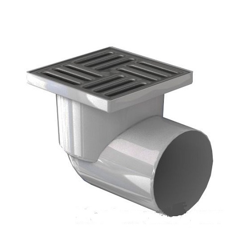 Трап с сухим сифоном ф110 угловой (15х15) реш. нерж.