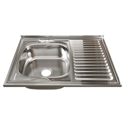 Мойка нерж. 0,8 мм 60х80 см гл. 180 мм (стол справа) (MIXLINE)